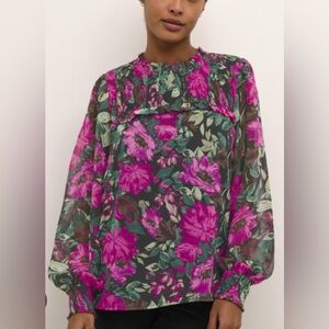 Kaffe Clothing Floral Blouse - Pink and Green